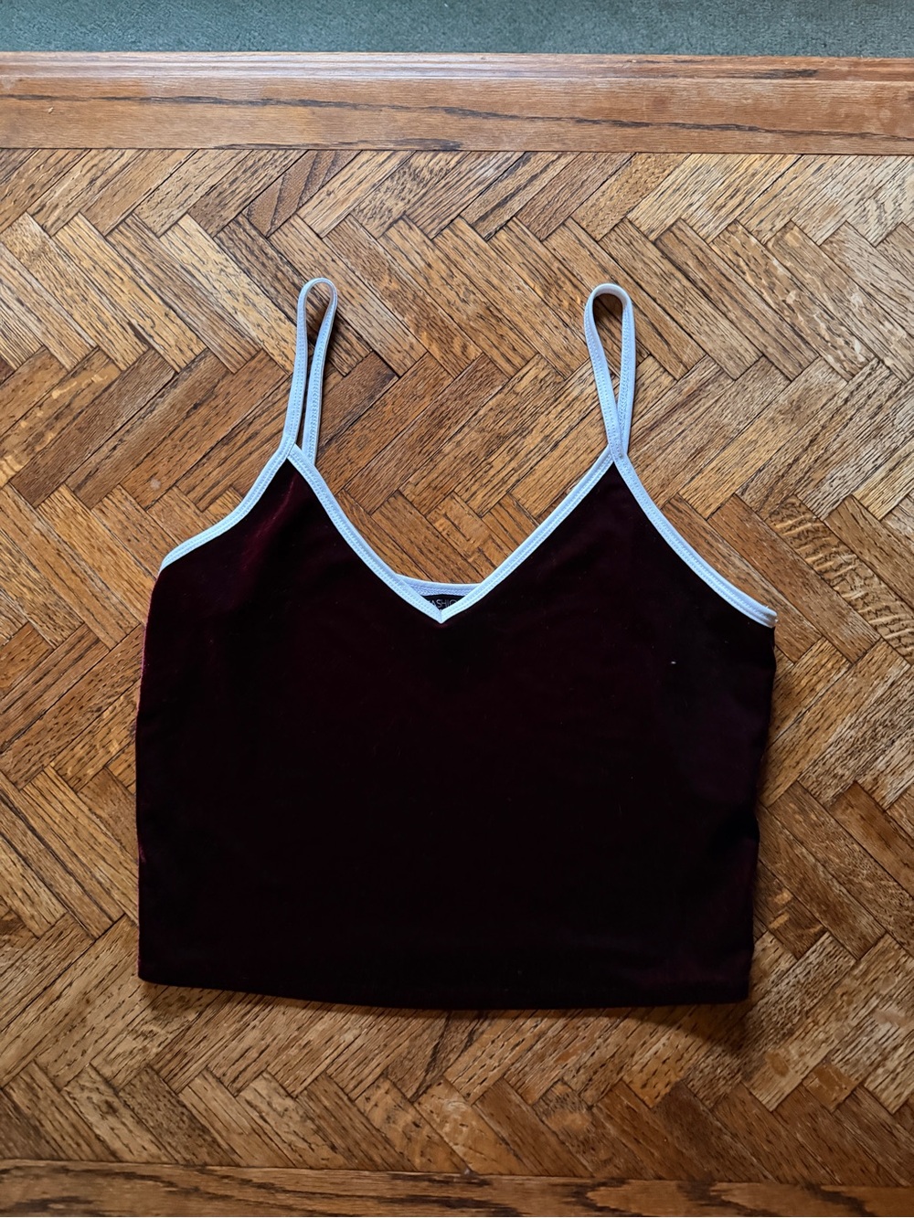 Fashion Nova Women’s Burgundy Cropped Tank with Contrast Trim